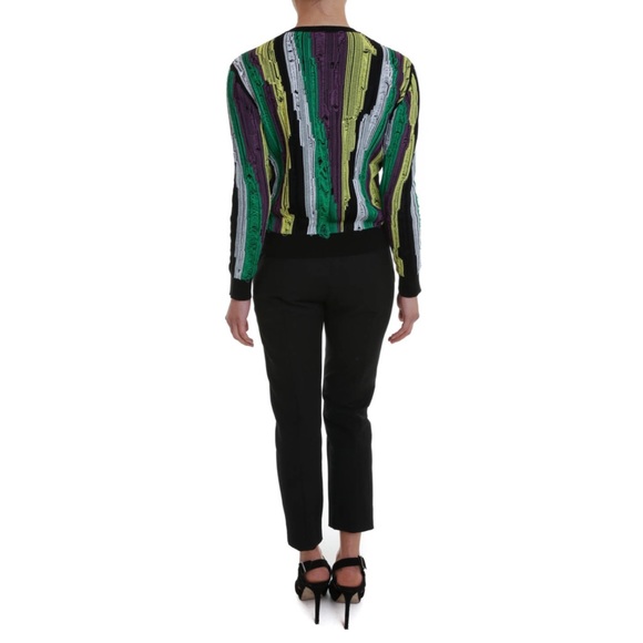 VERSACE • 2-Piece Distressed Jacquard Striped Cardigan and Tank Top Matching Set - Picture 3 of 16